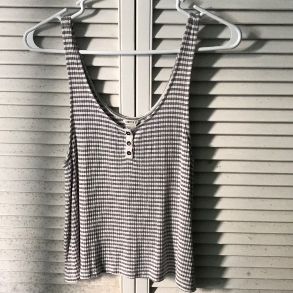Low Cut Henley Stripped F21 Tank